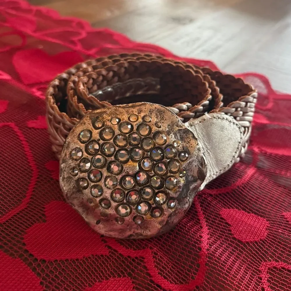 Rhinestone and Woven Belt
